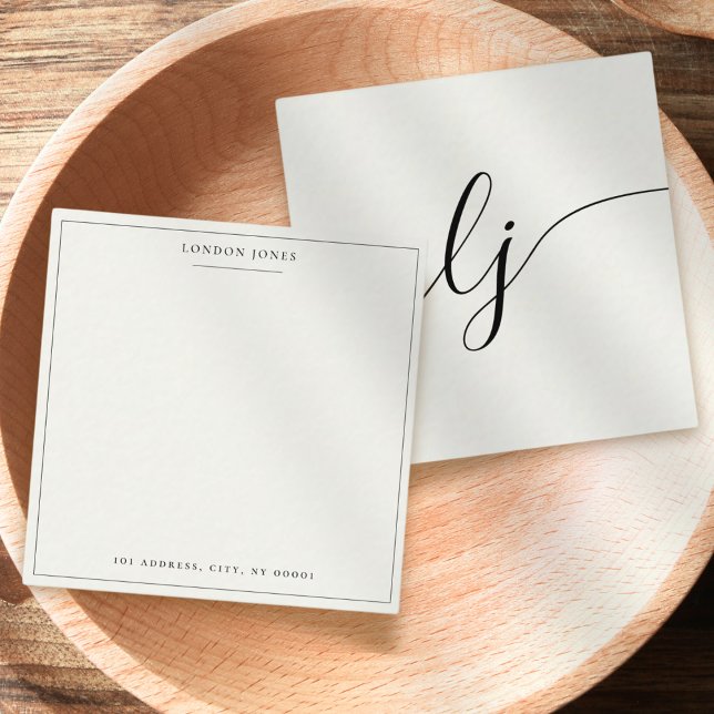 Carte De Correspondance Élégant Script Stationery Personnalisé Blanc ivoir (Créateur téléchargé)