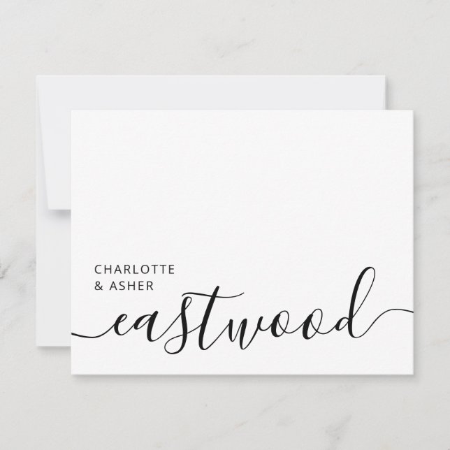 Carte De Correspondance Elegant Script Wedding Monogram Note Card (Devant)