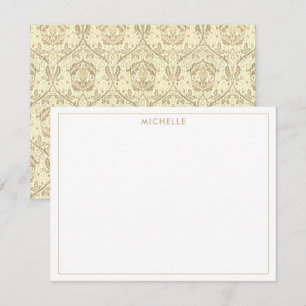 Carte De Correspondance Elégant sépia tan motif floral