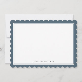 Carte De Correspondance Élégant Simple Moderne Bordure Bleu Marine Ondulée