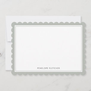 Carte De Correspondance Élégant Simple Moderne Bordure Vert Sauge Ondulée