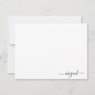Carte De Correspondance Élégant simple script personnalisé blanc