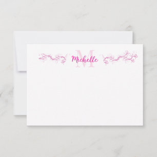 Carte De Correspondance Élégant travail de défilement rose personnalisé