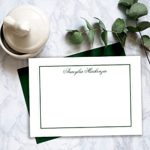 Carte De Correspondance Elégant vert foncé et blanc personnalisé