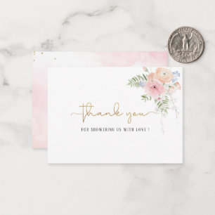 Carte De Correspondance Elégante aquarelle bébé fille or rose floral que