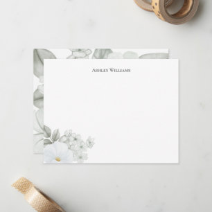 Carte De Correspondance Elégante aquarelle florale personnalisée