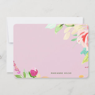 Carte De Correspondance Elégante aquarelle florale personnalisée Fuchsia