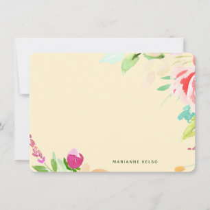 Carte De Correspondance Elégante aquarelle florale personnalisée jaune