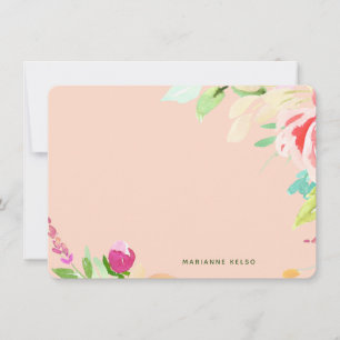 Carte De Correspondance Elégante aquarelle Florale Personnalisée Rose