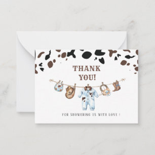 Carte De Correspondance Elégante aquarelle Petit cowboy Rodeo Country Bab