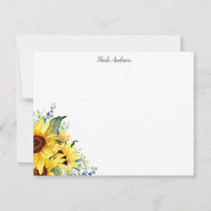 Carte De Correspondance Elégante aquarelle tournesols personnalisés