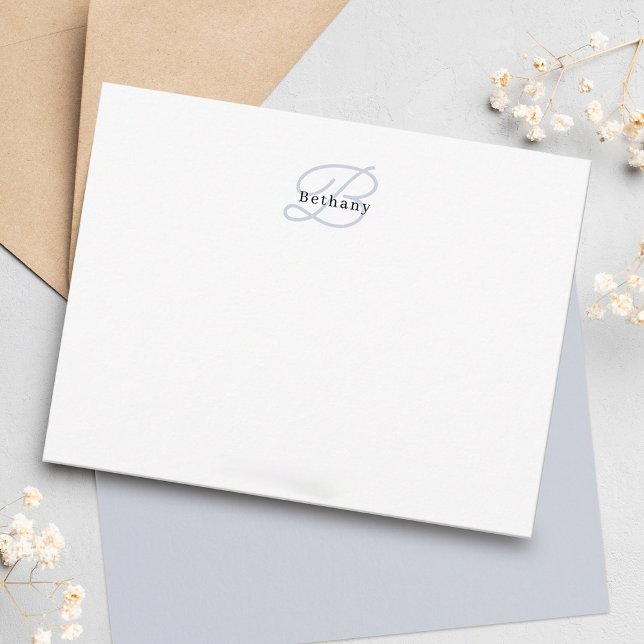 Carte De Correspondance Élégante calligraphie esthétique Monogramme gris b (Créateur téléchargé)