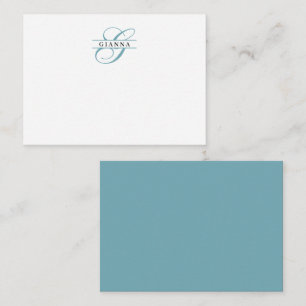 Carte De Correspondance Élégante calligraphie Turquoise Split Monogramme