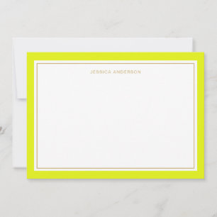 Carte De Correspondance Elégante Chartreuse Gold Bordure personnalisée