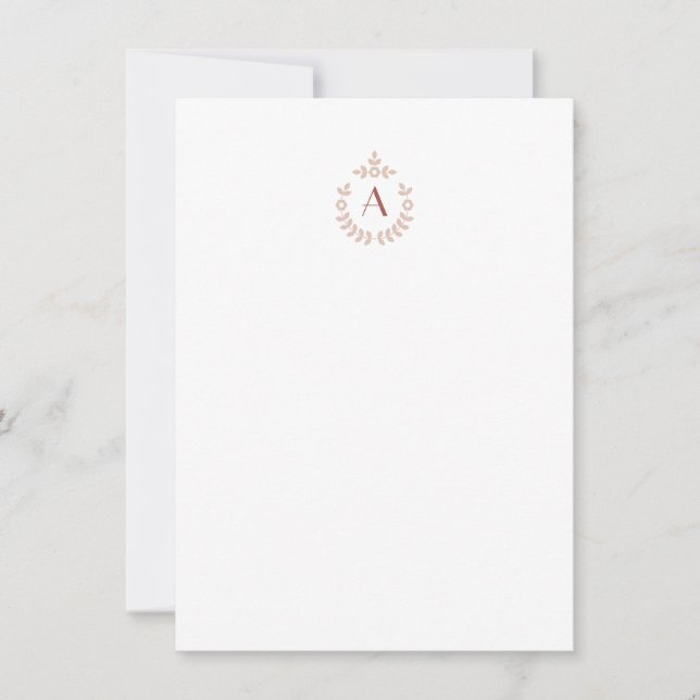 Carte De Correspondance Élégante crête Pendentif botanique Monogramme init (Devant)