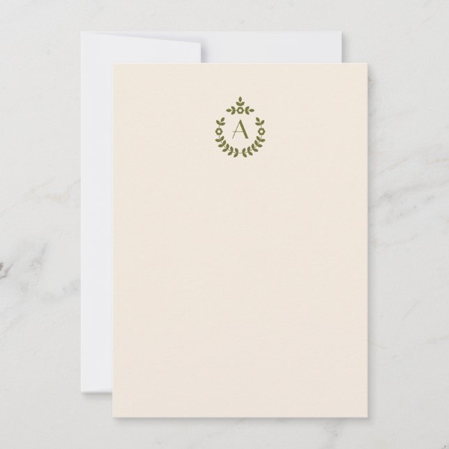 Carte De Correspondance Élégante crête Pendentif botanique Monogramme init (Devant)