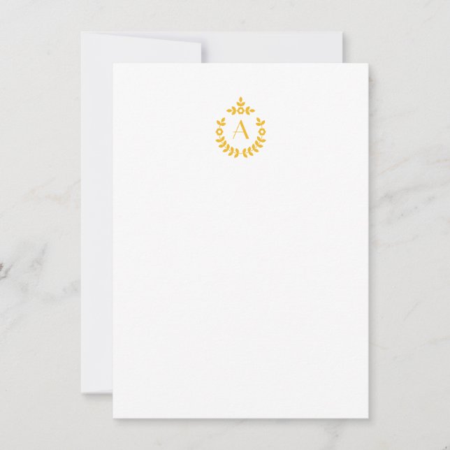 Carte De Correspondance Élégante crête Pendentif botanique Monogramme init (Devant)