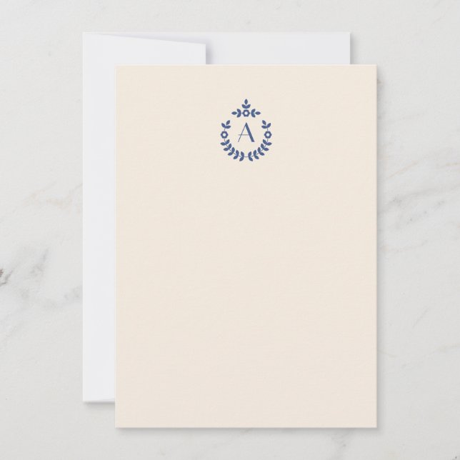 Carte De Correspondance Élégante crête Pendentif botanique Monogramme init (Devant)