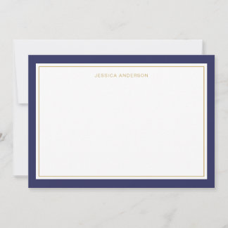 Carte De Correspondance Elégante Et Feminine Marine Bordure Or Personnalis