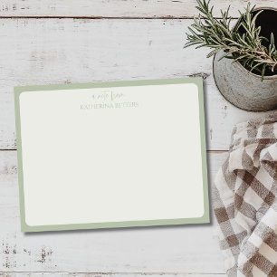 Carte de correspondance élégante et simple vert sa