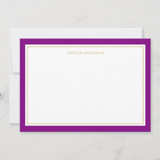 Carte De Correspondance Elégante Feminine Purple Gold Bordure personnalisé