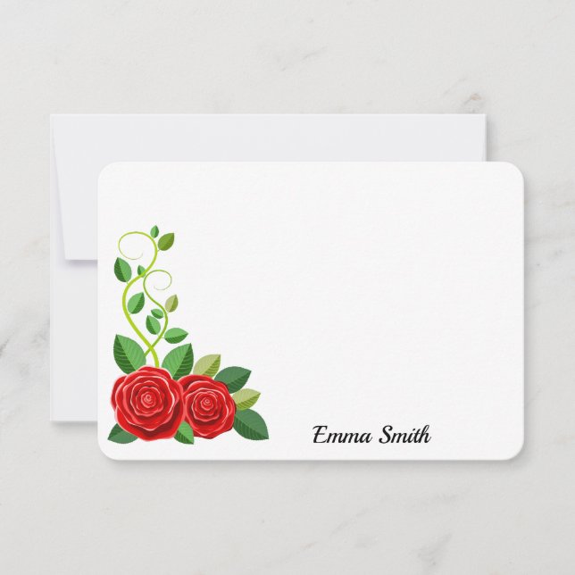 Carte De Correspondance Élégante Fleur de Rose Rouge (Devant)