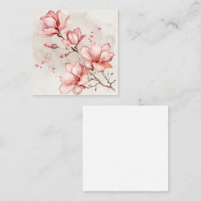 Carte De Correspondance Élégante floraison de Magnolia Rose (Devant / Derrière)