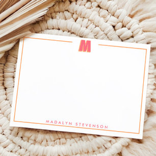 Carte De Correspondance Élégante lettre 3D monogramme personnalisé M initi