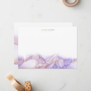 Carte De Correspondance Elégante Papier à lettres en encre d'or violet