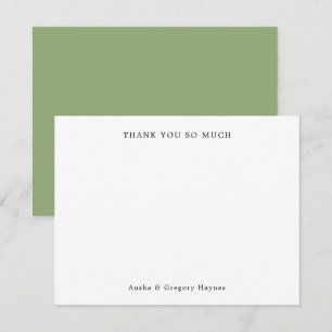 Carte De Correspondance Élégante Typographie moderne Couple Merci vert