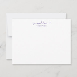 Carte De Correspondance Élégante Typographie Violette Violet Script Girly