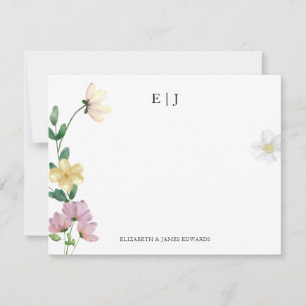 Carte De Correspondance Élégantes Initiales de Couple Fleurs Sauvages Flor