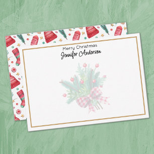 Carte De Correspondance Éléments de Noël illustrés minimalistes 3,5x5 pouc