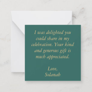 Carte De Correspondance Emerald Green Rose Floral Merci note