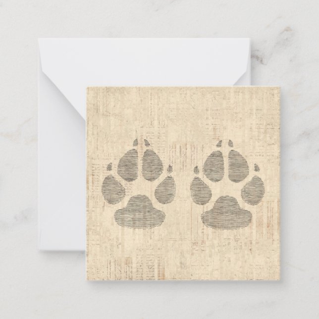 Carte De Correspondance Empreinte de patte de chien avec Arrière - plan de (Devant)