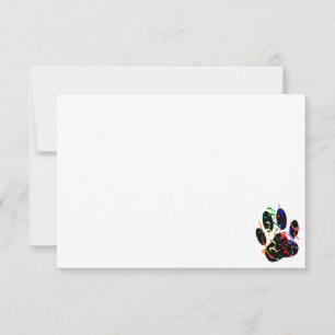 Carte De Correspondance Empreinte de patte de chien avec confettis et serp