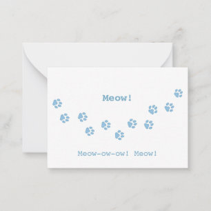 Carte De Correspondance Empreintes de pattes Blue Cat Amoureux des animaux