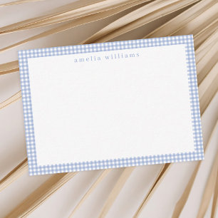 Carte De Correspondance En vichy bleu clair