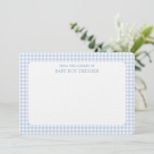 Carte De Correspondance En vichy bleu personnalisé
