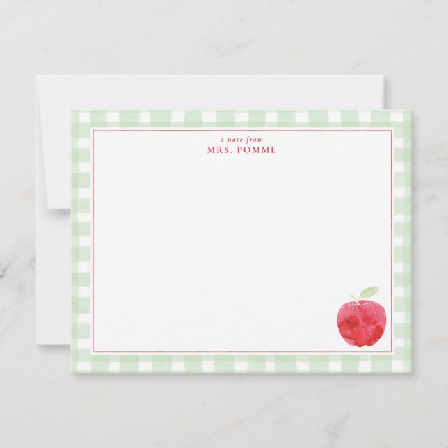 Carte De Correspondance en vichy cadeau Apple enseignant (Devant)