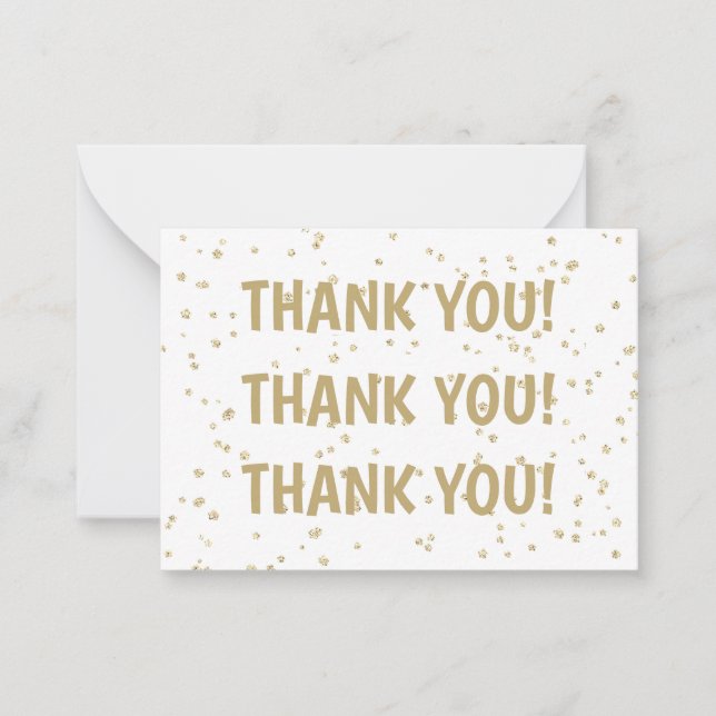 Carte De Correspondance Enfant's Birthday Gold Parties scintillant Merci (Devant)