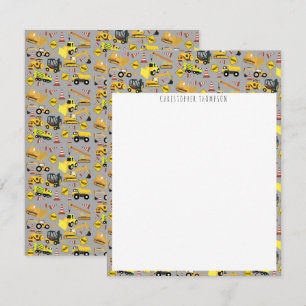 Carte De Correspondance Enfants Construction Camions Motif Enfants