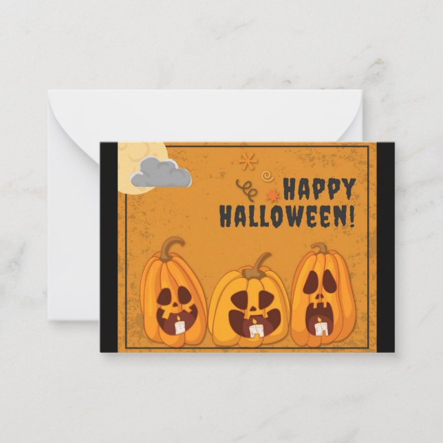Carte De Correspondance Enfants Joyeux Halloween Citrouille Siniastre (Devant)