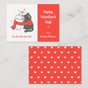 Carte De Correspondance Enfants mignons Cool Chat Valentines Jour Rouge