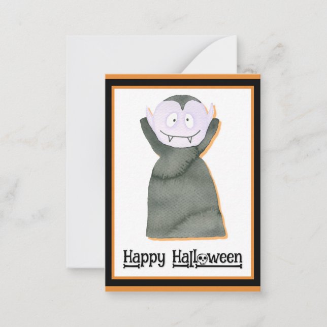 Carte De Correspondance Enfants mignons Halloween Dracula Vampire (Devant)