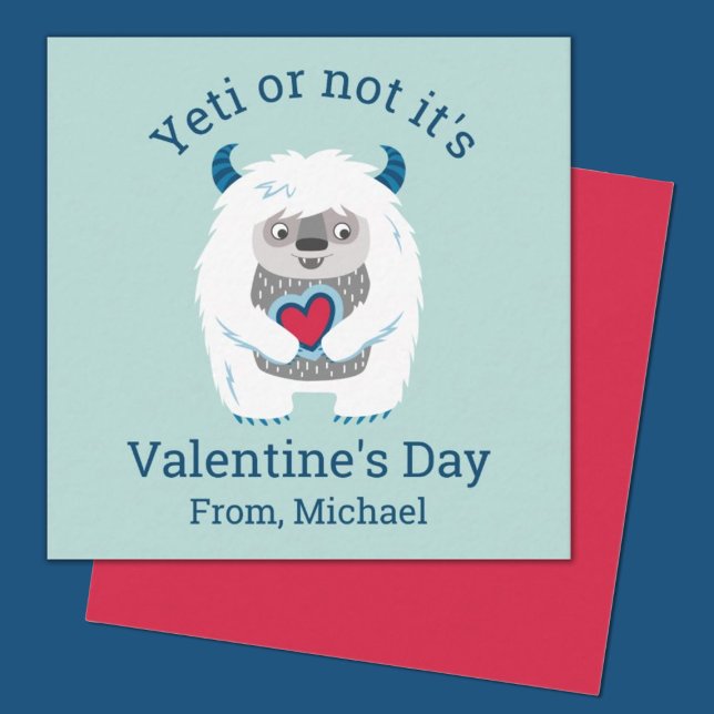 Carte De Correspondance Enfants Valentine Yeti (A fun mini yeti valentine card. perfect for a school classroom exchange)