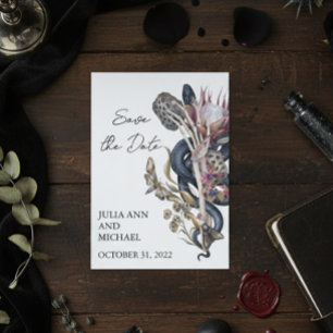 Carte De Correspondance Enregistrez la date Fleurs effrayantes d'Halloween