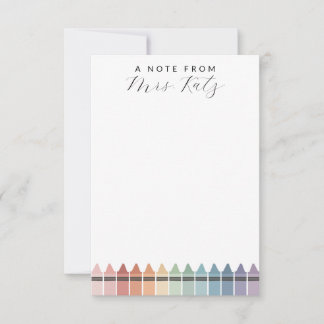 Carte De Correspondance Enseignant Rainbow Crayon