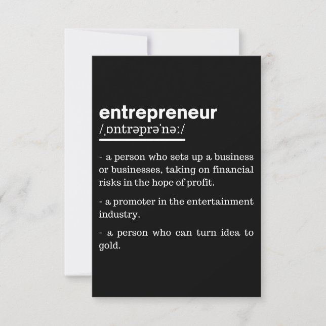 Carte De Correspondance Entrepreneur Définition Amusant Propriétaire d'ent (Devant)