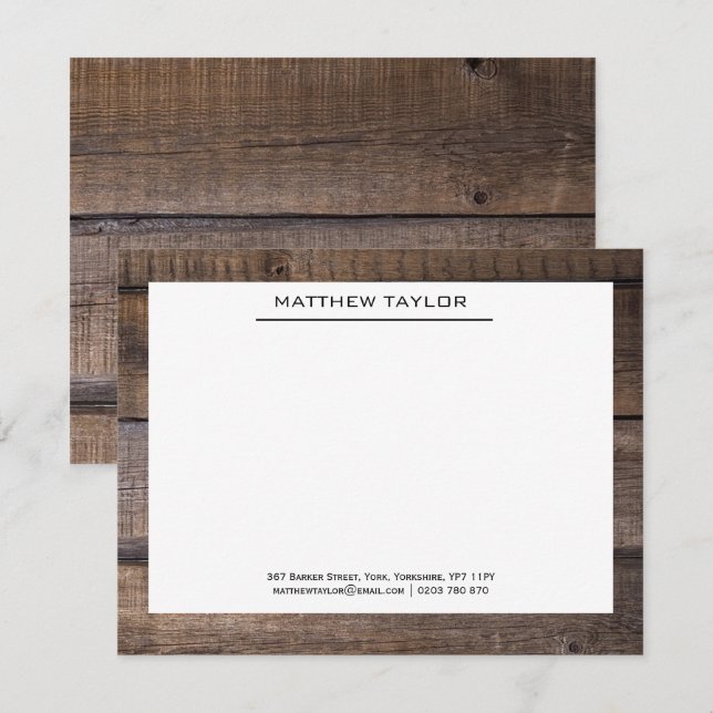 Carte De Correspondance Entreprise professionnelle à ligne noire rustique (Devant / Derrière)